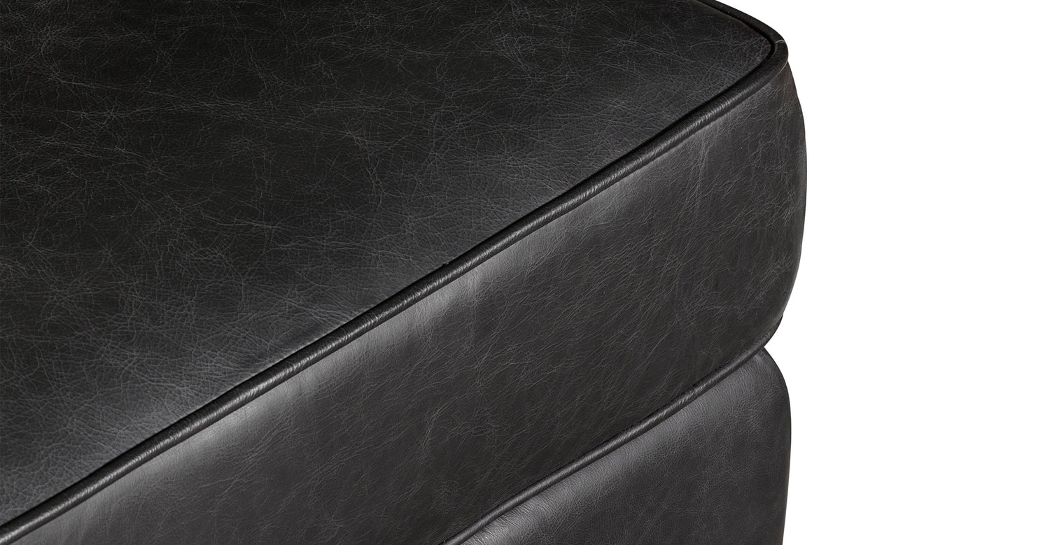 Essex Leather Ottoman 2.0 Onyx Black
