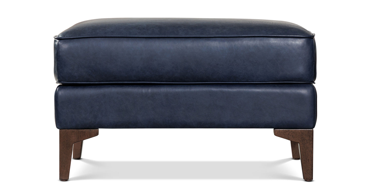 Essex Leather Ottoman 2.0 Midnight Blue