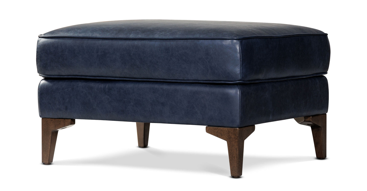 Essex Leather Ottoman 2.0 Midnight Blue