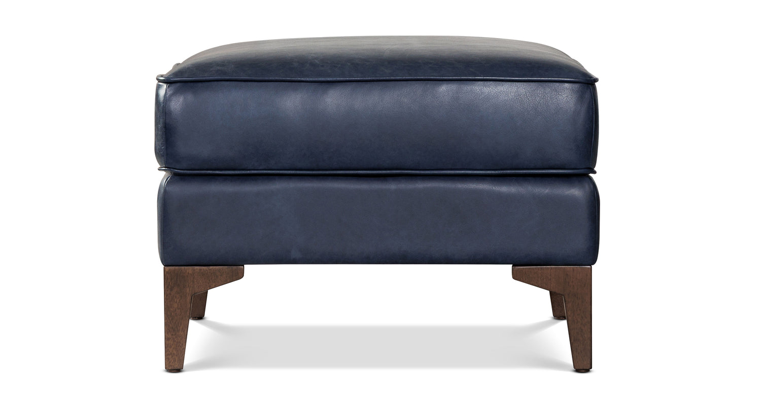 Essex Leather Ottoman 2.0 Midnight Blue