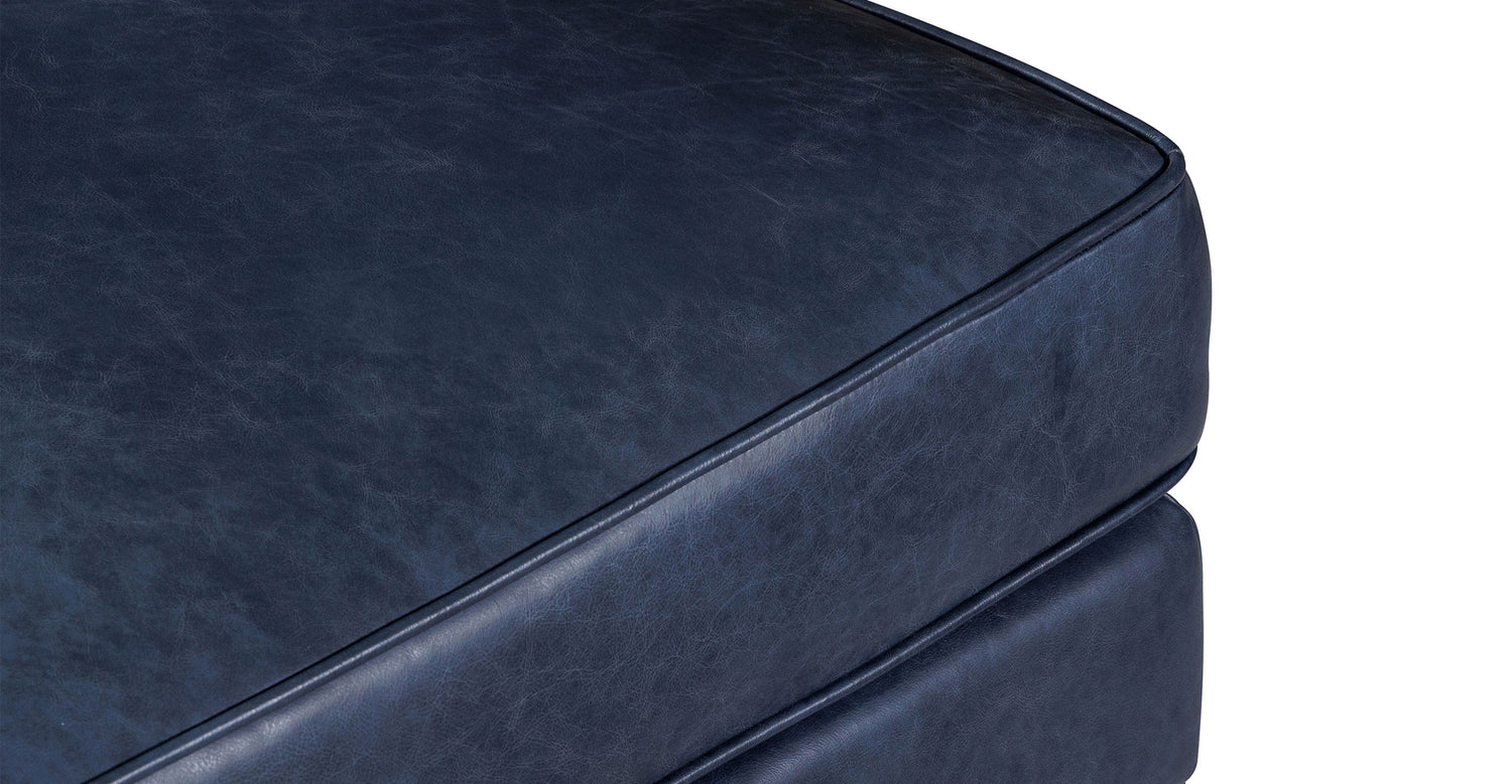 Essex Leather Ottoman 2.0 Midnight Blue