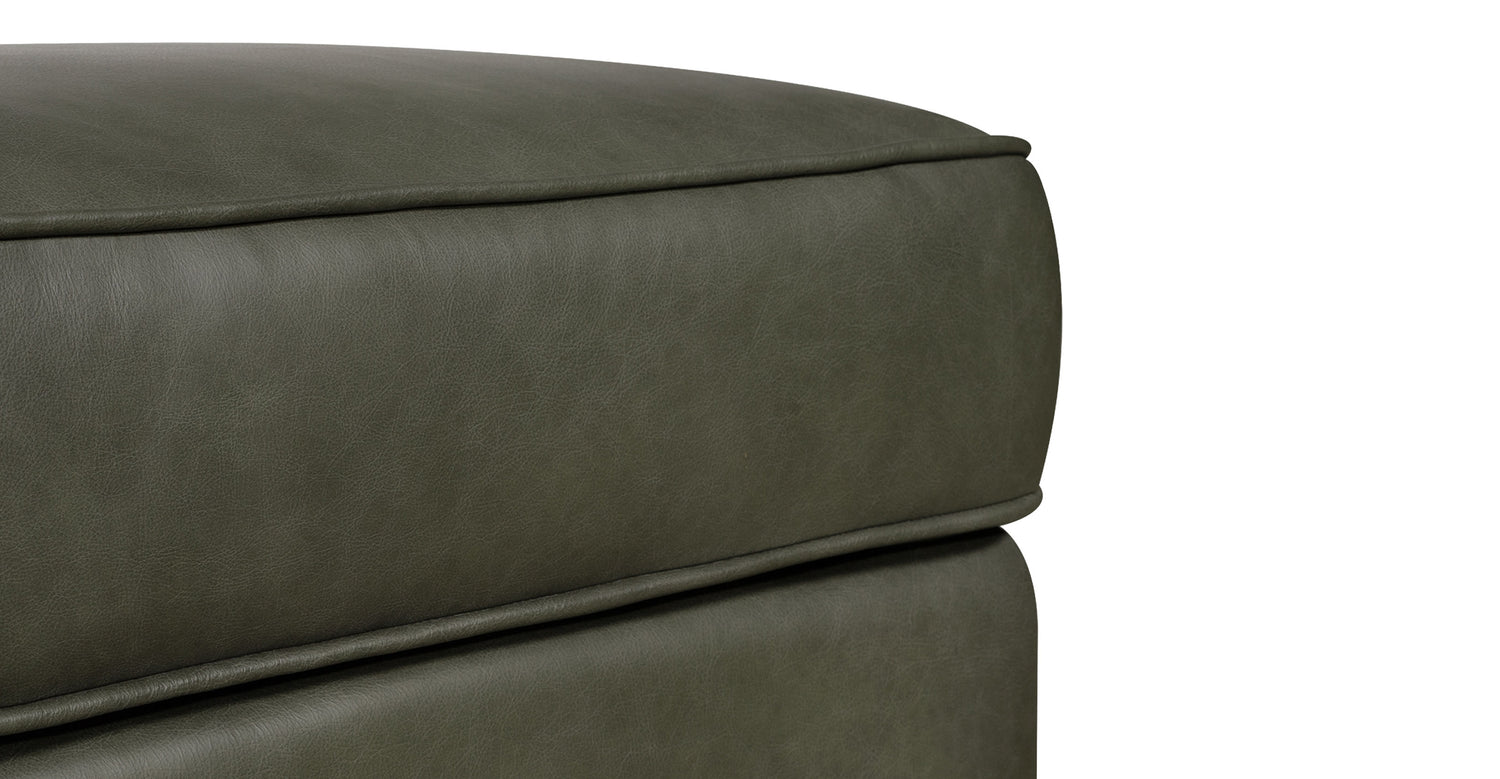 Essex Leather Ottoman 2.0 Olivine Green