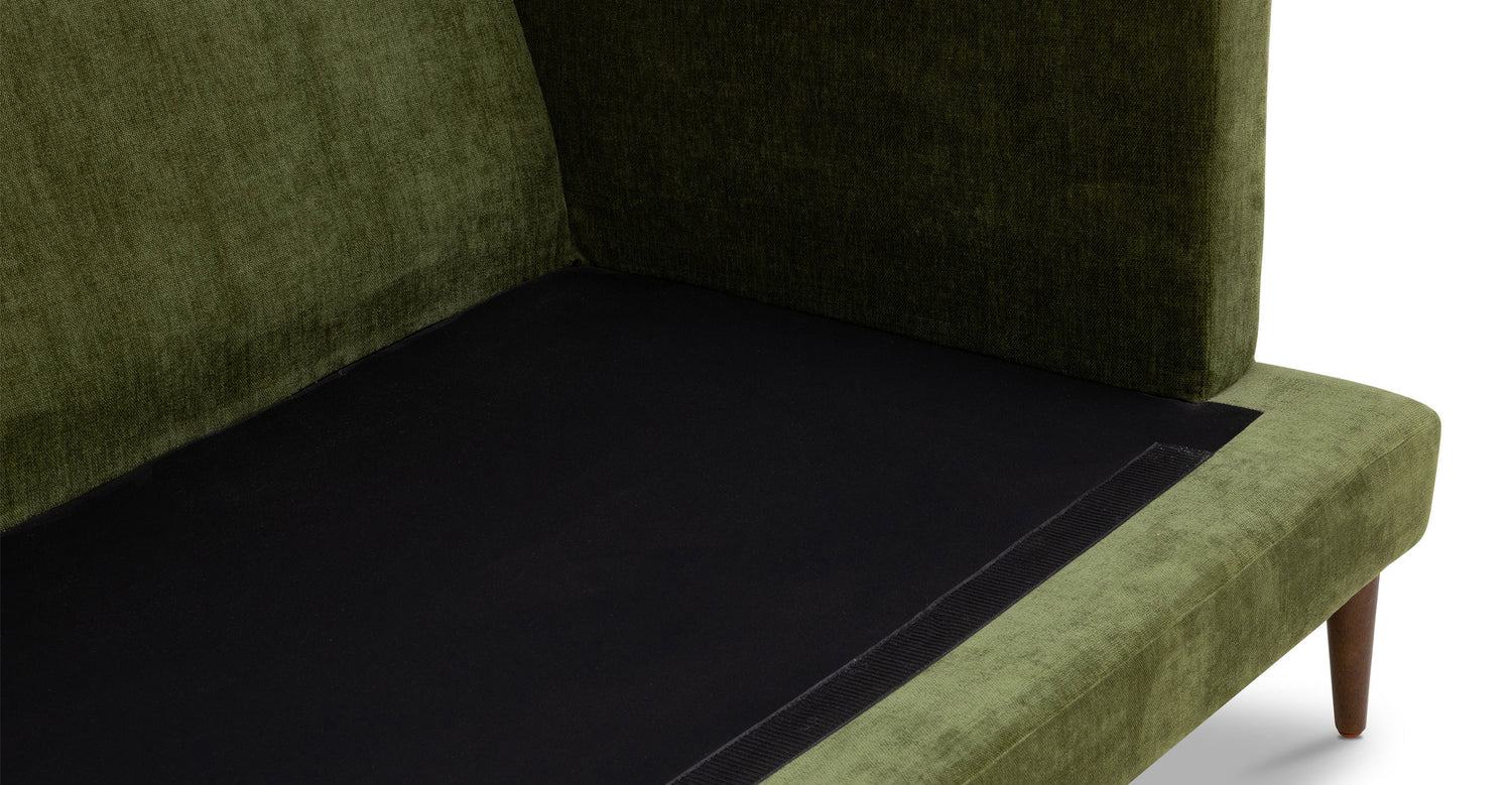 Lucerne Left-Facing Bumper Chaise Sectional Distressed Green Velvet