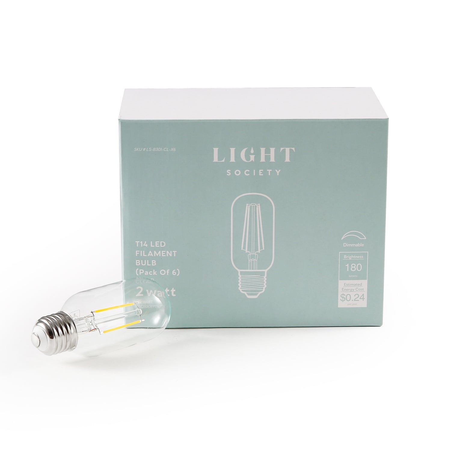 Kashan T14 Clear LED Filament Light Bulb 
