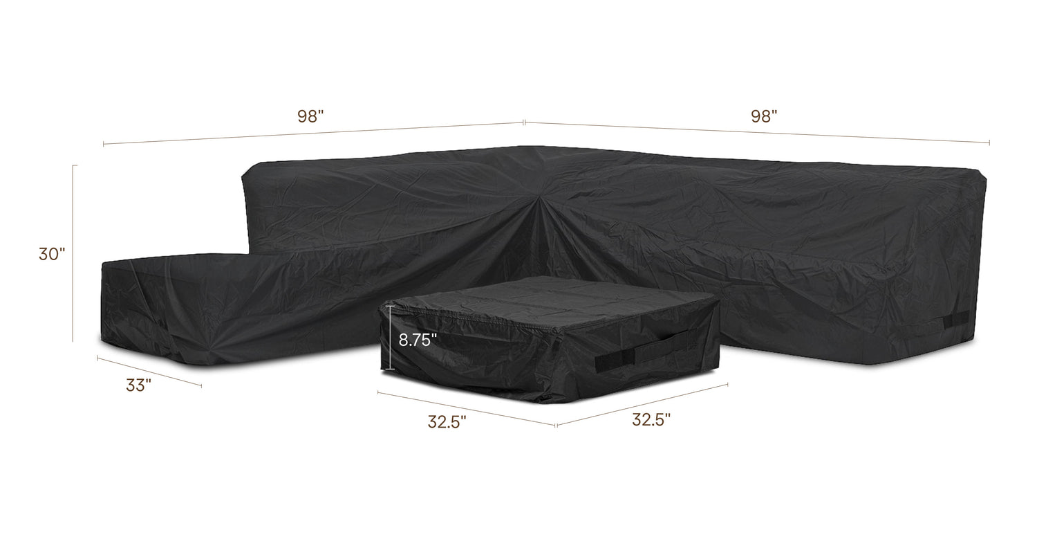Celenza Corner Set  - Protective Cover Black, dimensions