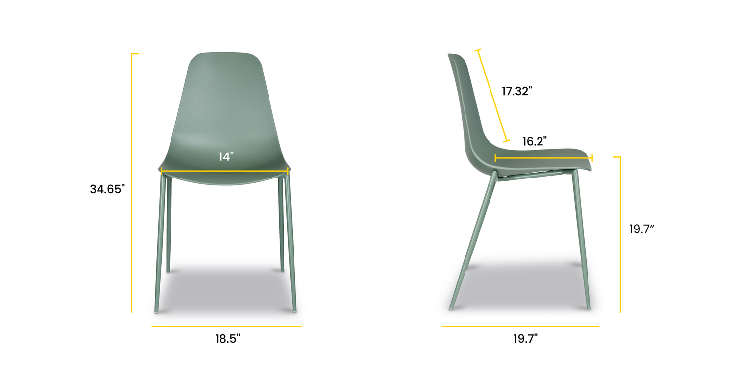 Isla Dining Chair Pistachio Green/Set of 4, dimensions