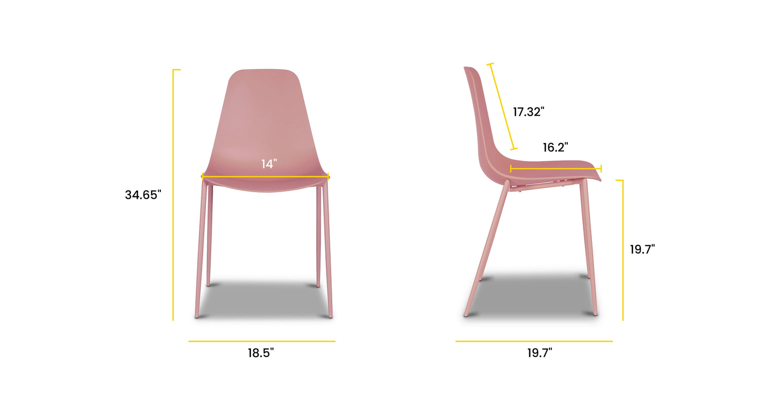 Isla Dining Chair Blush Pink/Set of 4, dimensions