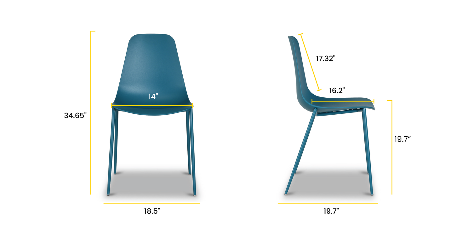 Isla Dining Chair Ocean Teal/Set of 4, dimensions