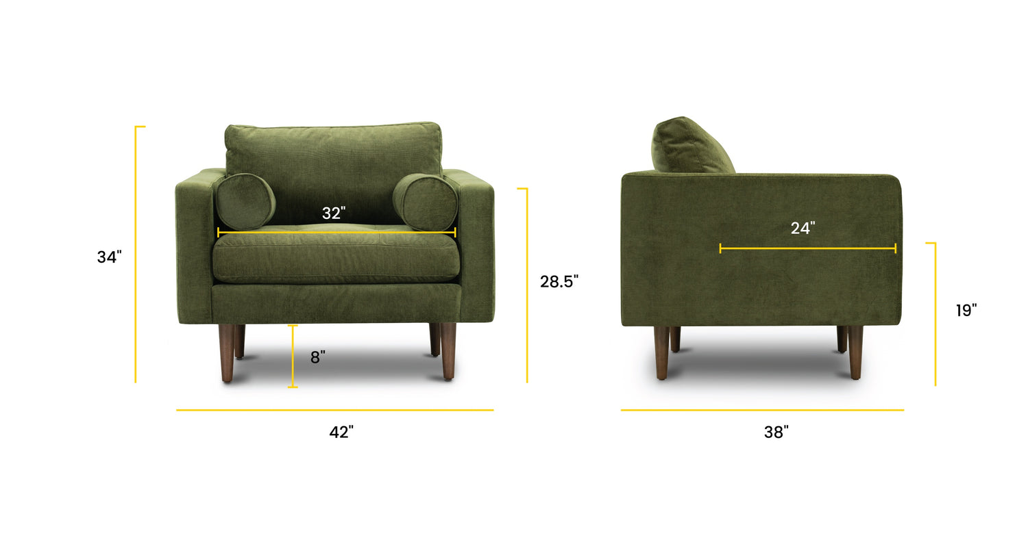 Distressed Green Velvet/Set of 2, dimensions