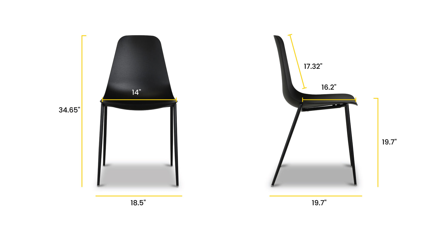 Isla Dining Chair Ebony Black/Set of 4, dimensions
