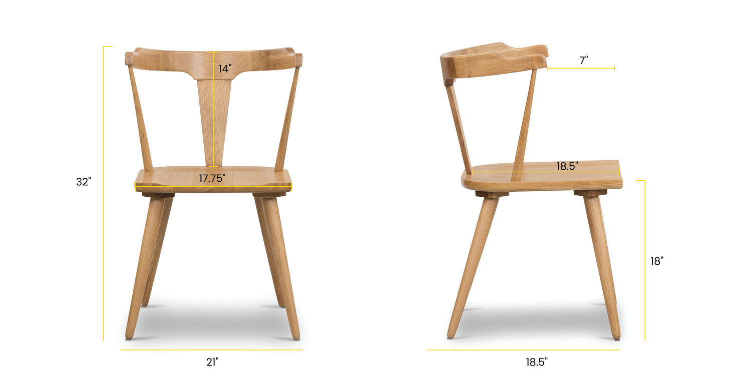 Oak, dimensions