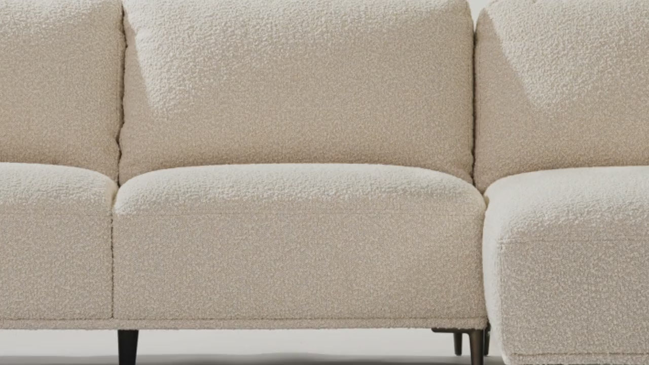 Rue Right-Facing Sectional Sofa Crema White Boucle