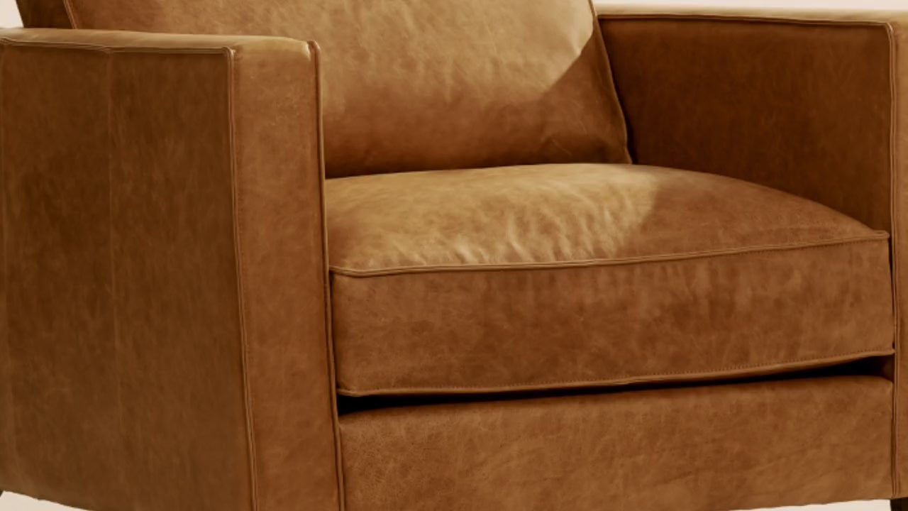 Brown Stone Mateo Leather Lounge Chair Poly Bark