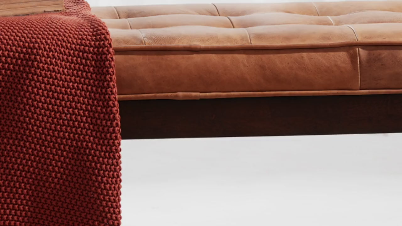 Luca Leather Bench in Cognac Tan | Poly & Bark