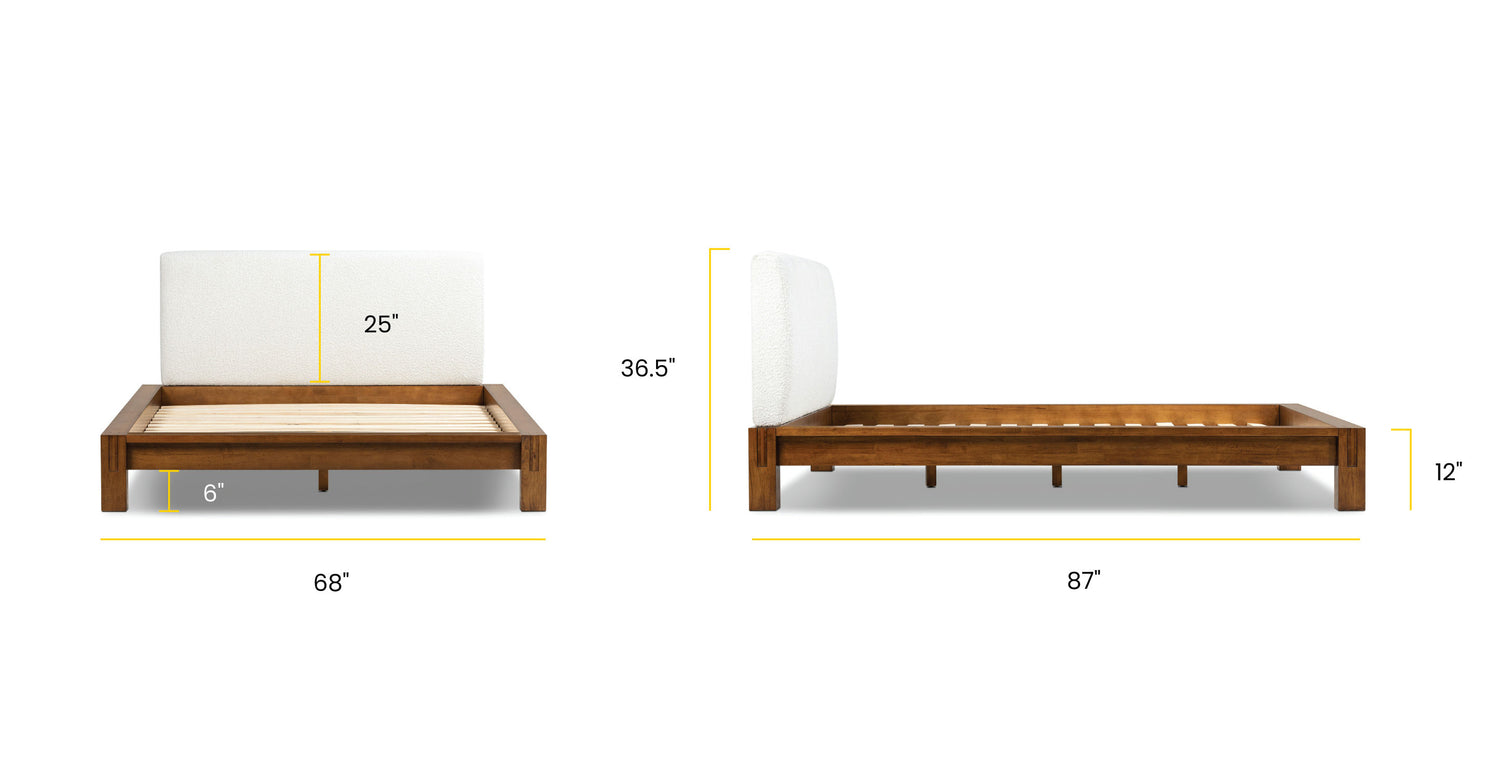 The Joinery Bed with DreamBoard Froth White Boucle/Queen, dimensions