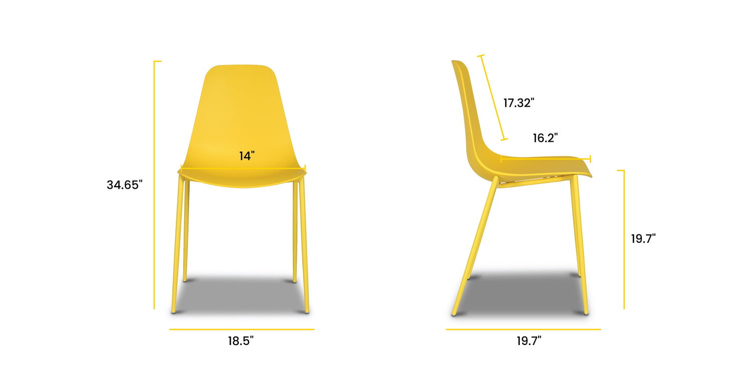 Sunburst Yellow/Set of 4, dimensions