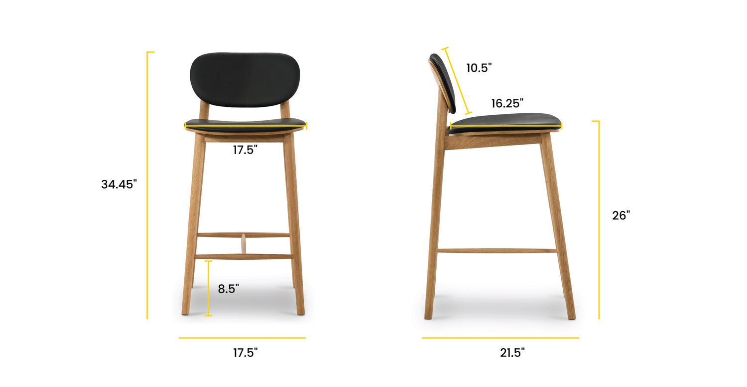 Black/Oak, dimensions