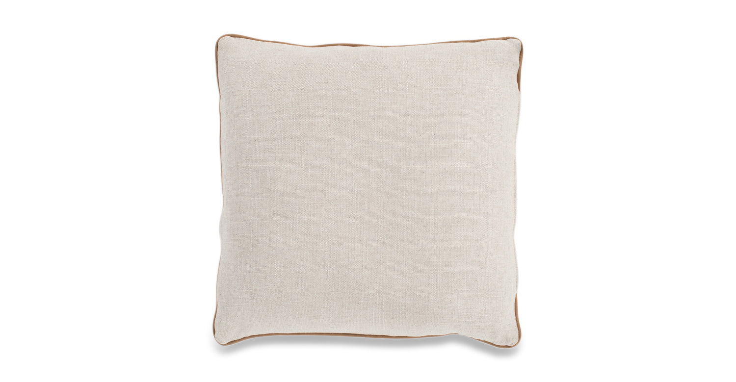 Essential White Boucle With Leather Piping Lumbar Throw Pillow