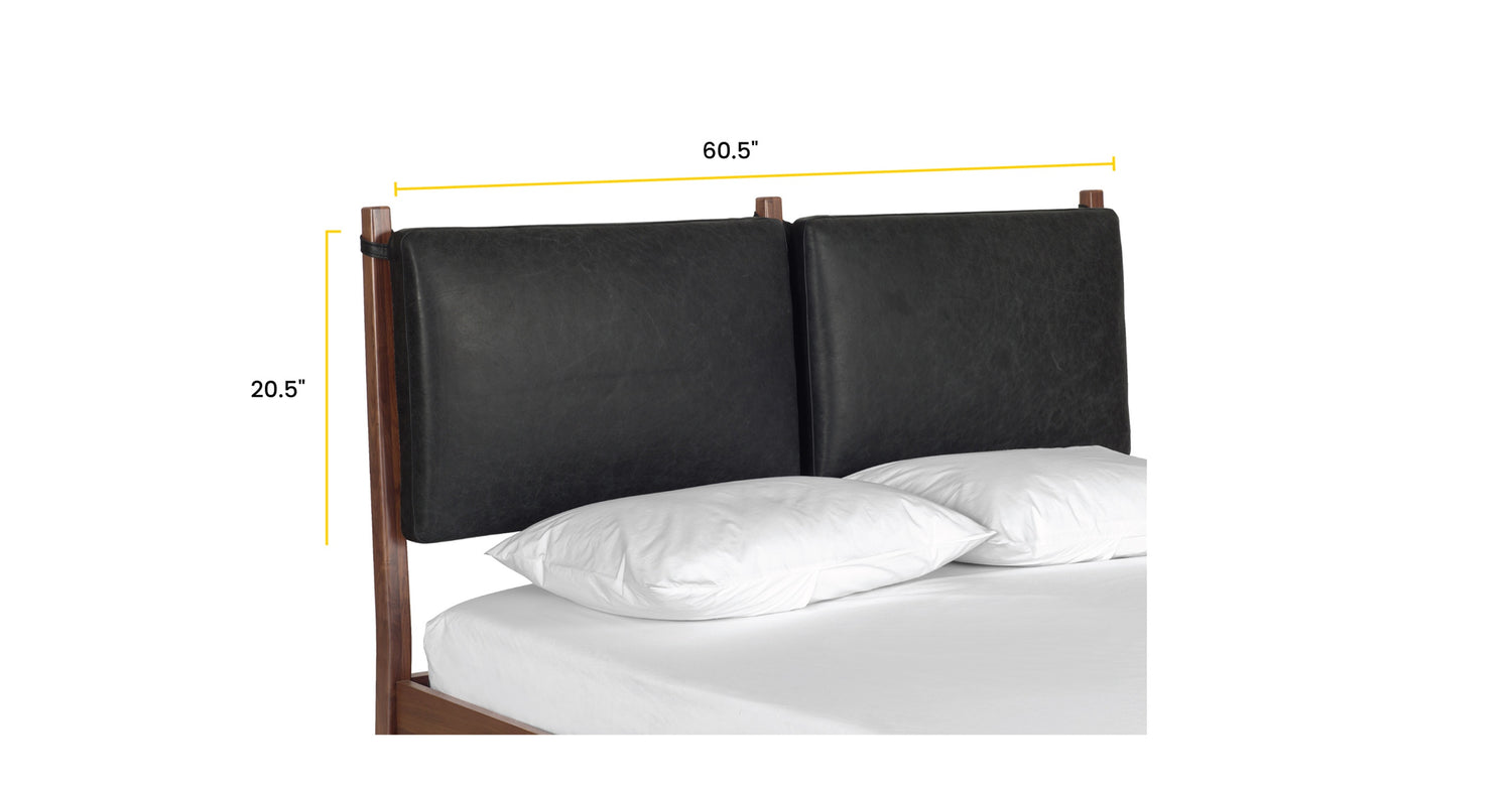 Truro Bed Headboard Cushion Set Onyx Black/Queen, dimensions
