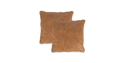 Dobla Throw Pillow Collection, Cognac Tan/Linen White