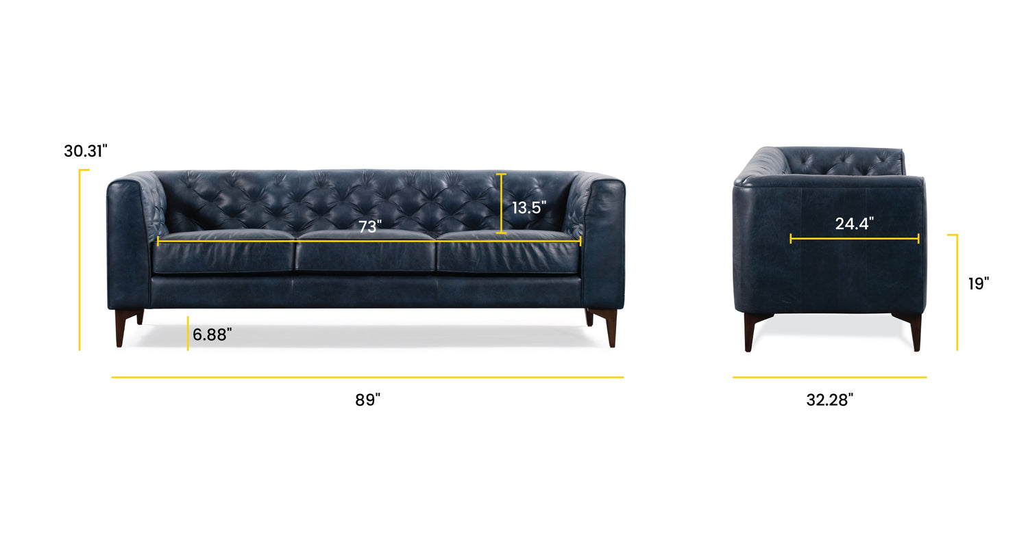 Essex Sofa Midnight Blue, dimensions