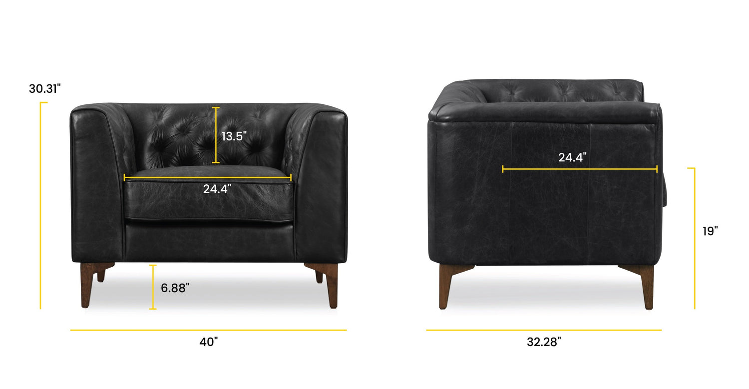 Essex Lounge Chair Onyx Black/Single, dimensions