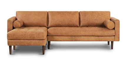 Napa Left-Facing Sectional Sofa Collection, Cognac Tan