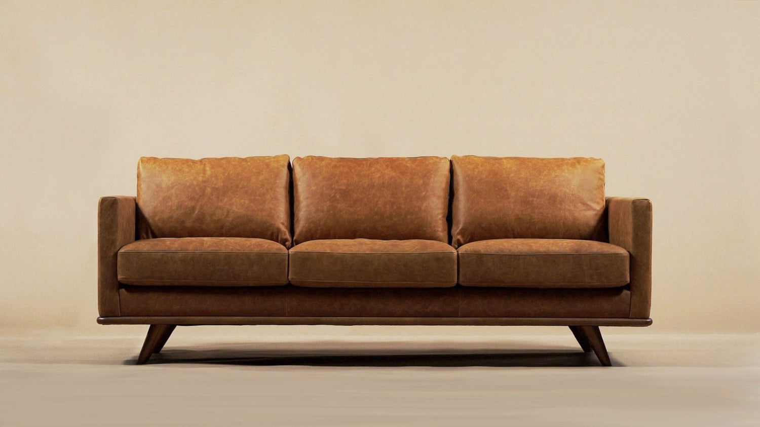 Italian Sofa Finish Nolita Bark Cognac Tan Leather & | Poly