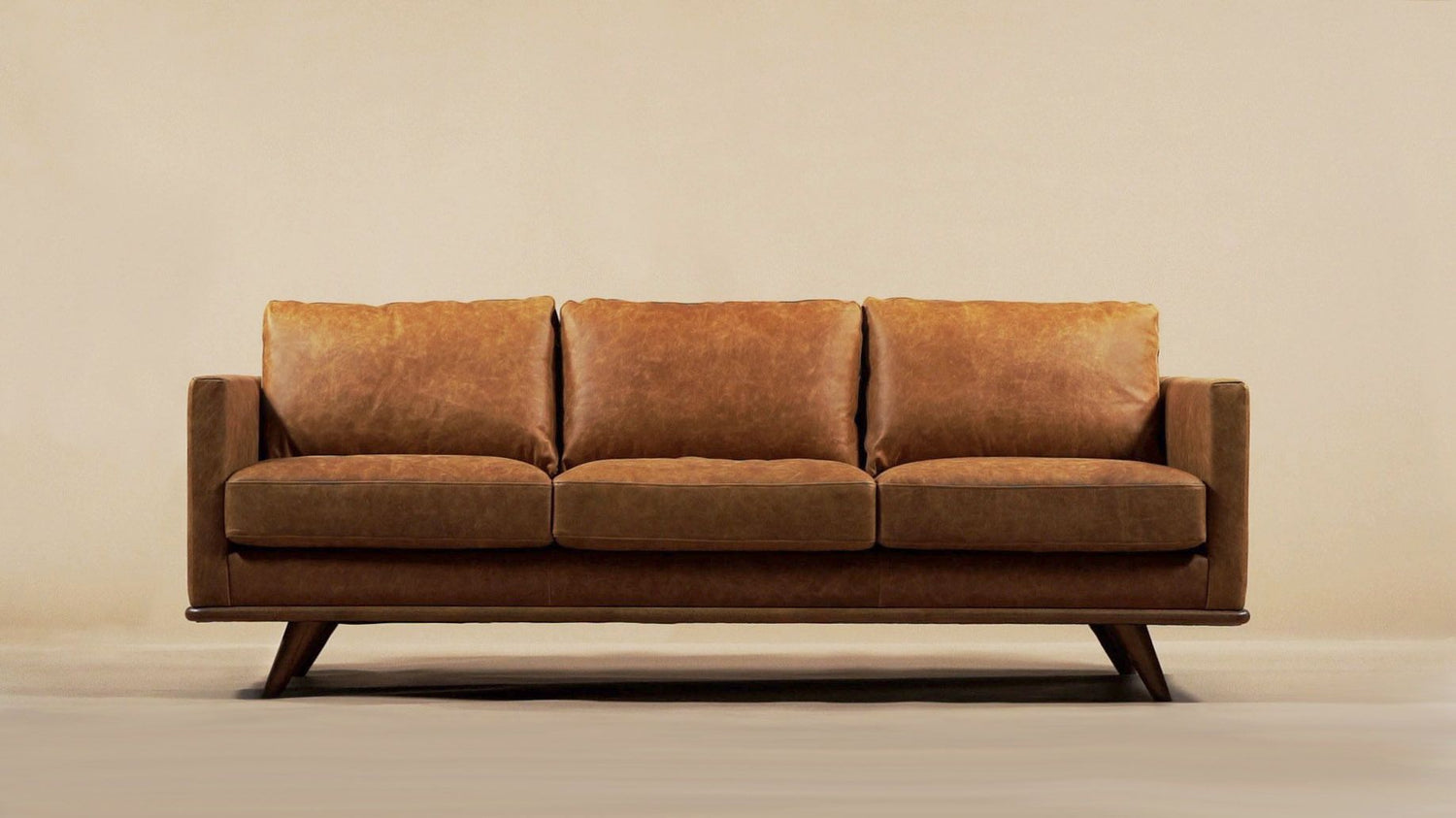 Luca Leather Bench in Cognac Tan | Poly & Bark