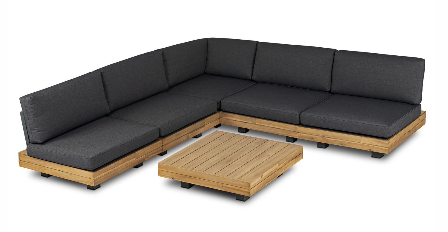Celenza Modular Full-Corner Sectional Set with Coffee Table Grey
