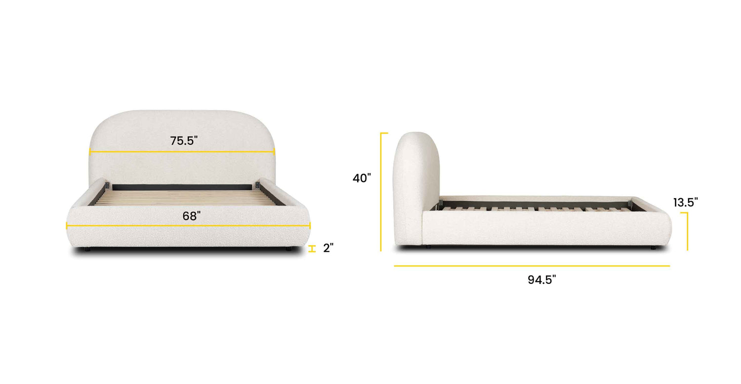 Crema White Boucle/Queen, dimensions