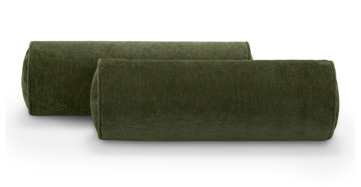 Napa Sofa Velvet Bolster Pillow Distressed Green Velvet