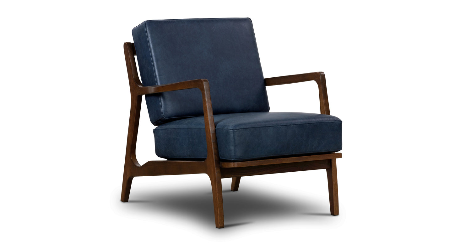 Verity Leather Lounge Chair Midnight Blue