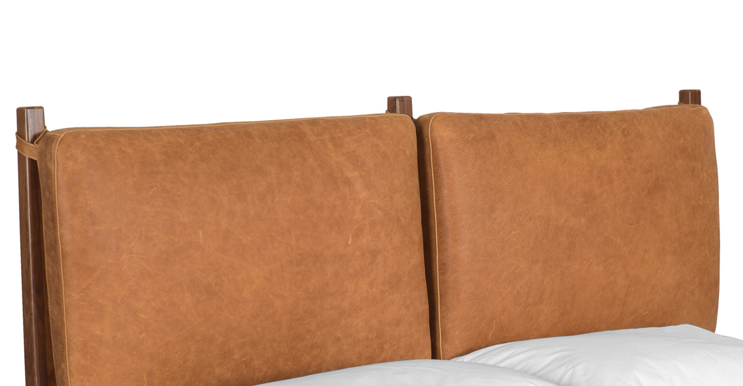 Truro Bed Headboard Cushion Set Cognac Tan/King