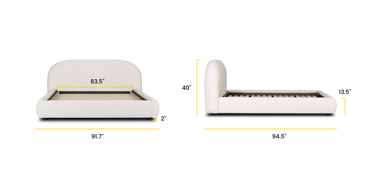 Crema White Boucle/King, dimensions