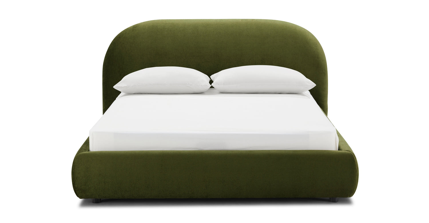 Genoa Bed Distressed Green Velvet/Queen