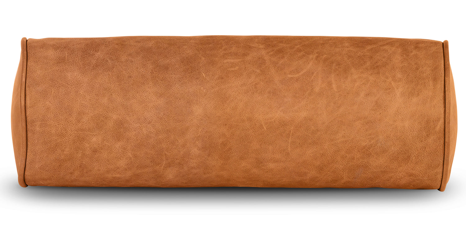 Napa Leather Bolster Pillow Set Cognac Tan
