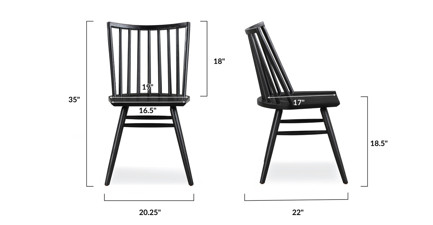Talia Dining Chair Black, dimensions