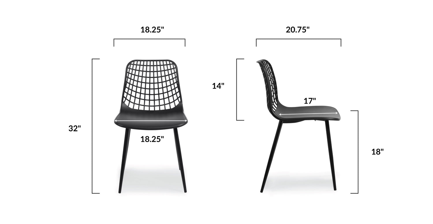 Marais Dining Chair Black/Set of 4, dimensions