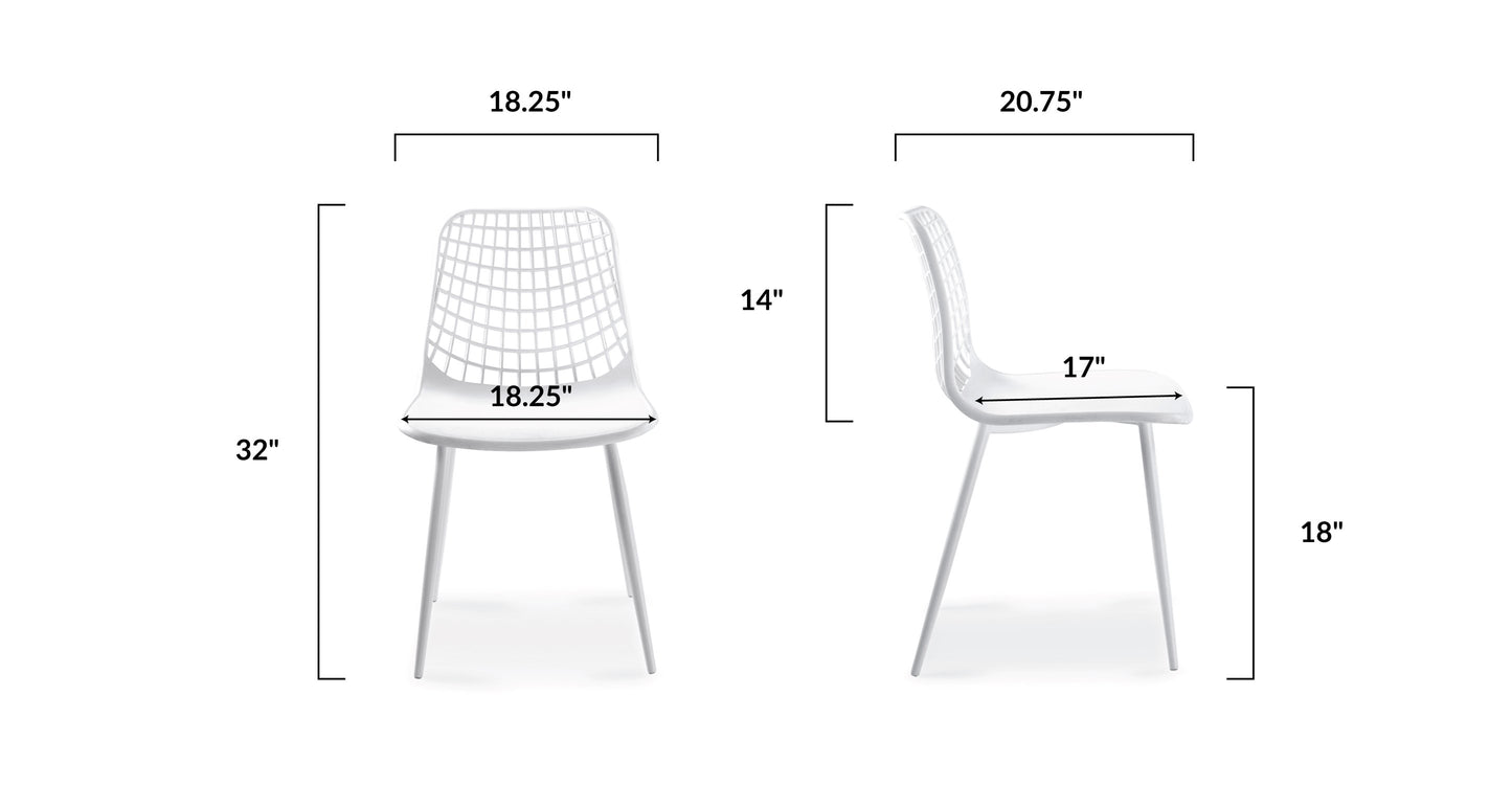 White/Set of 4, dimensions