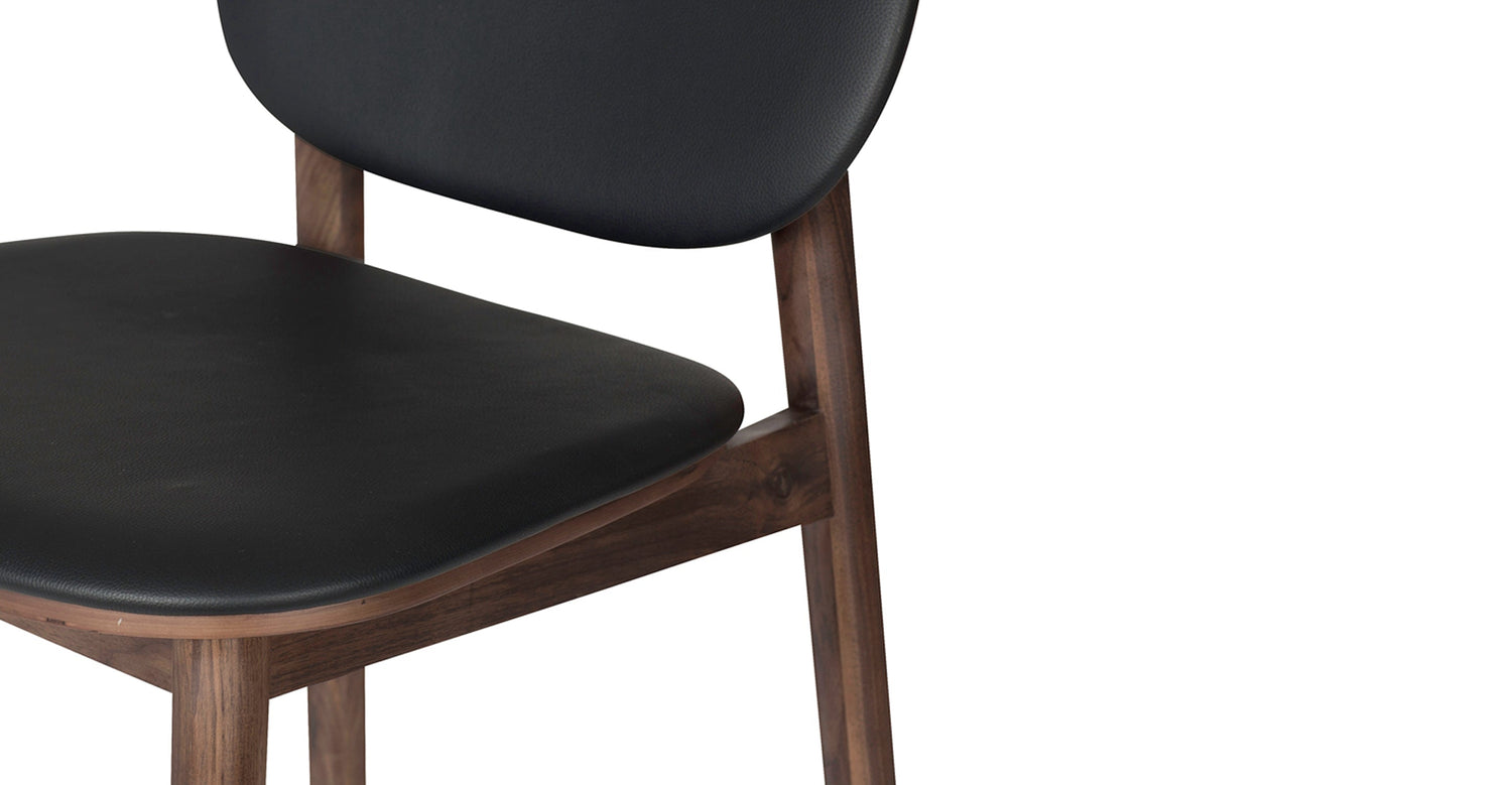 Bonato Black Leather Solid American Walnut Counter Stool