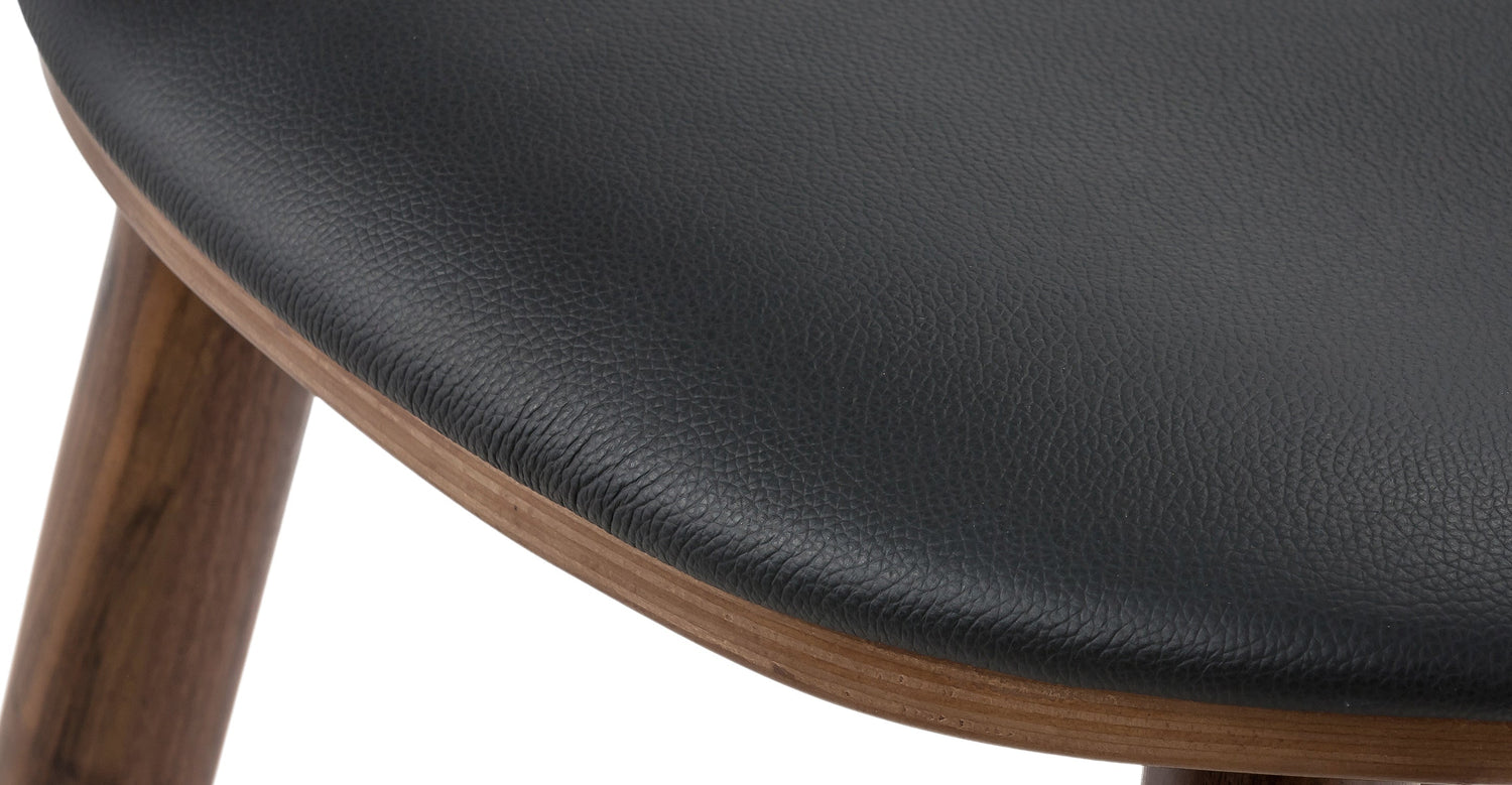 Notello Leather Counter Stool Black/Walnut
