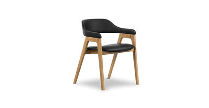 Lando Leather Dining Chair Collection, Black/Oak