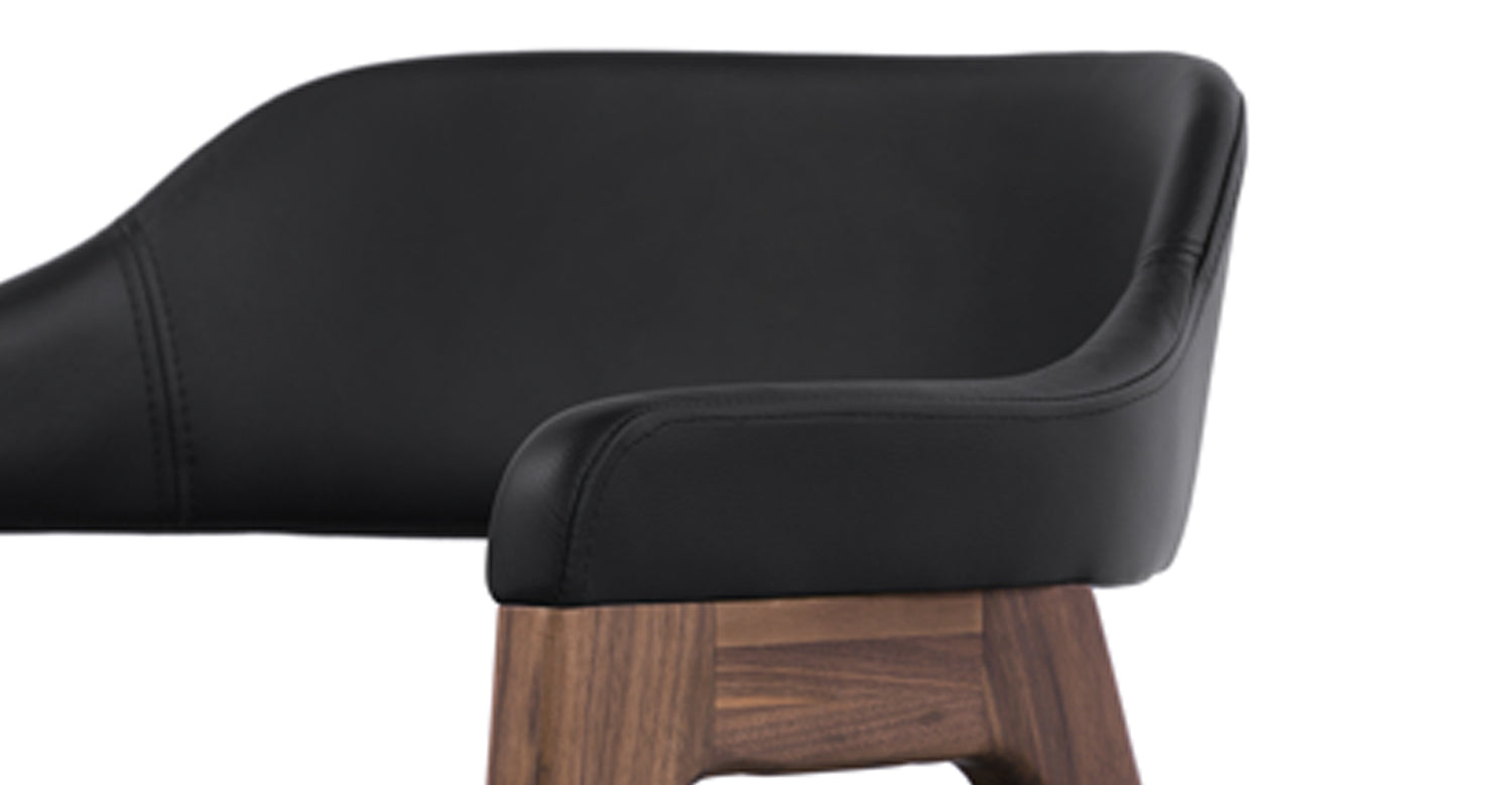 Lando Leather Dining Chair Black/Walnut