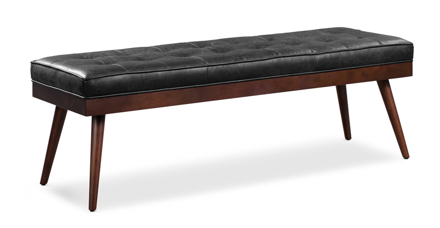 Luca Leather Bench Onyx Black