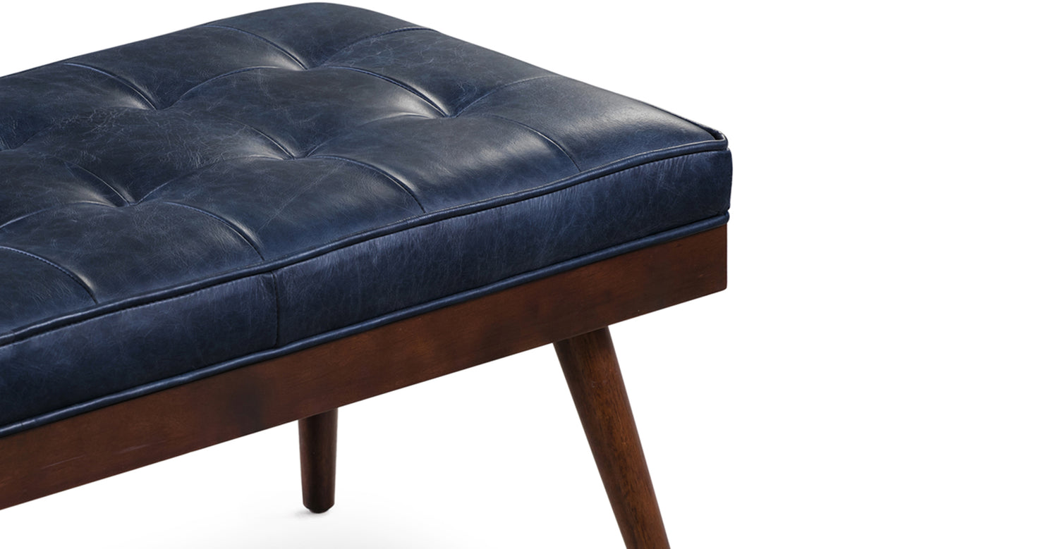 Luca Leather Bench Midnight Blue