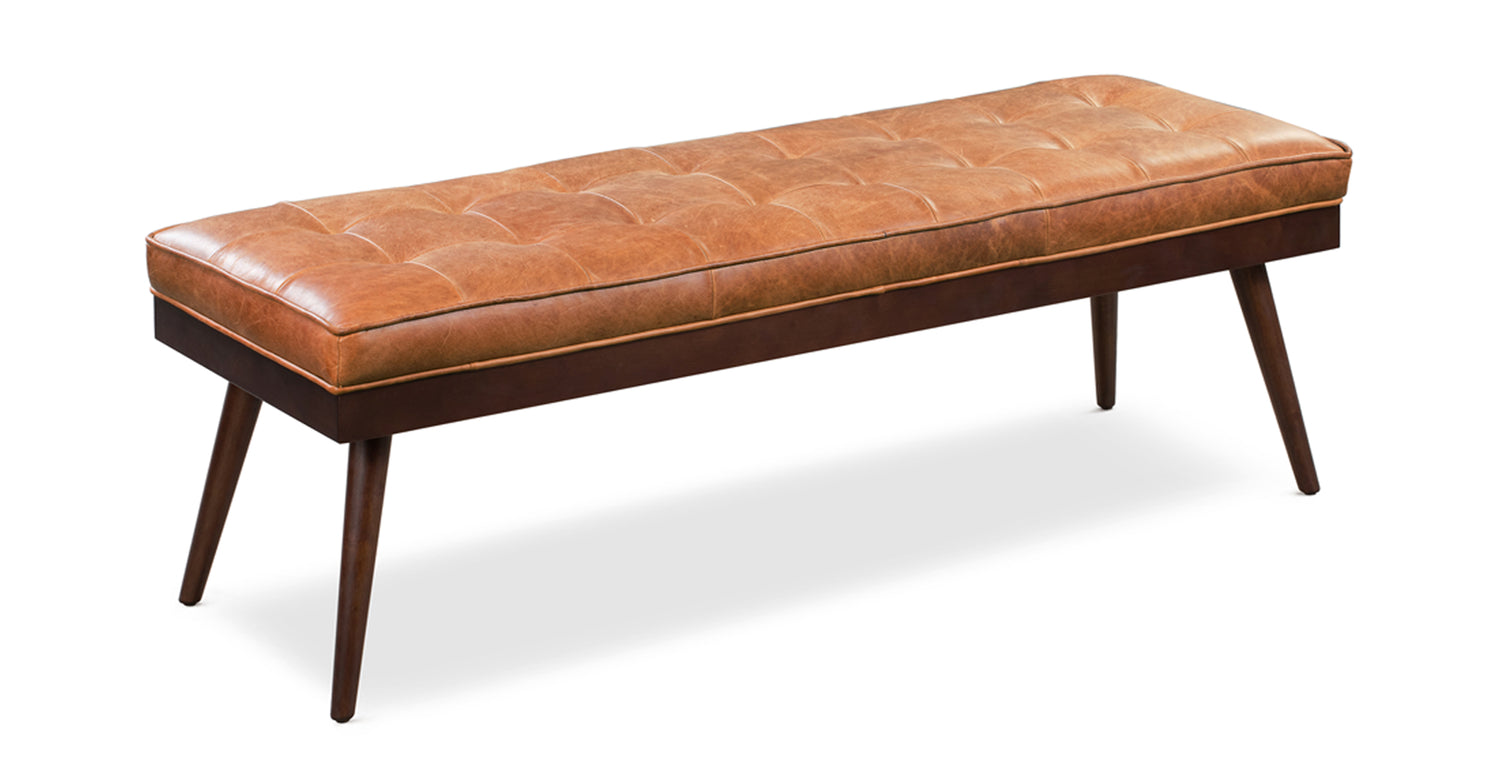 Luca Leather Bench in Cognac Tan | Poly & Bark