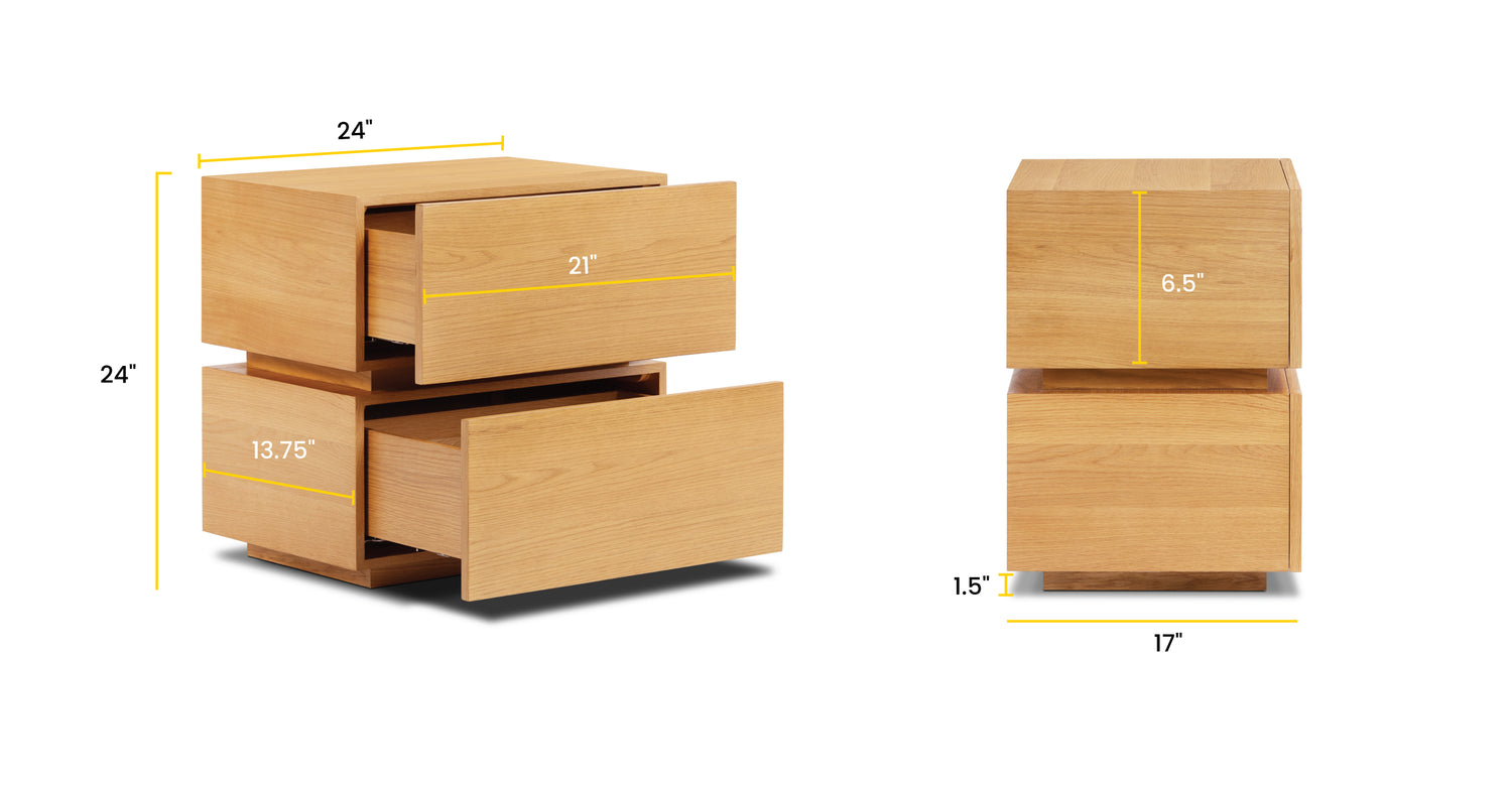 Oak, dimensions