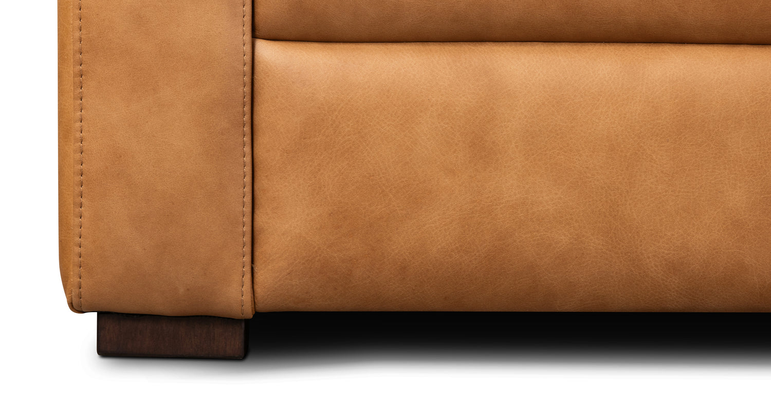 Sorrento Leather Pull-Out Convertible Sleeper Sofa Cognac Tan