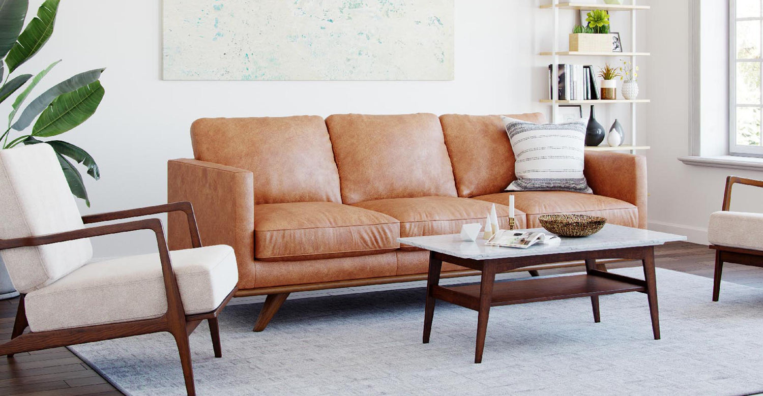 Cognac sofa online living room